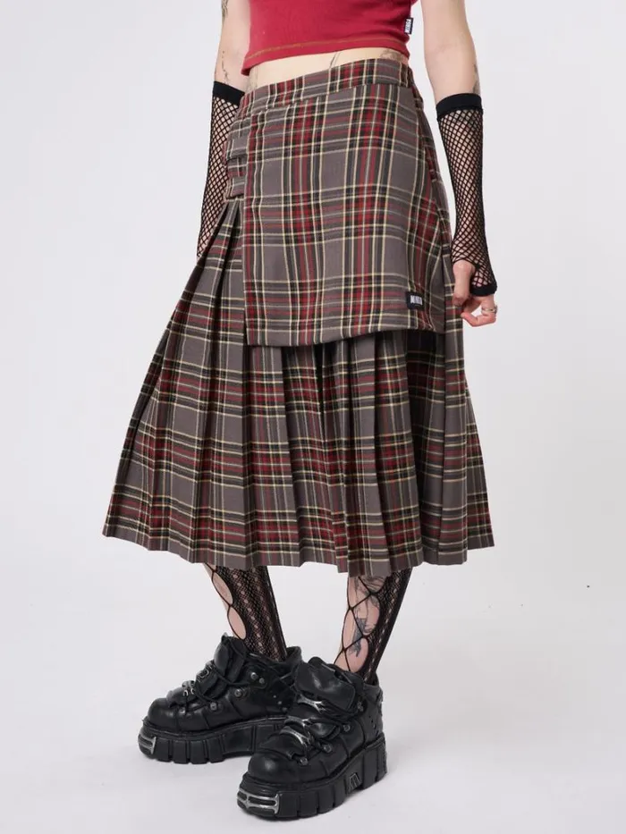 Clothing Minga London Skirts Laurie Pleated Tartan Midi Skirt