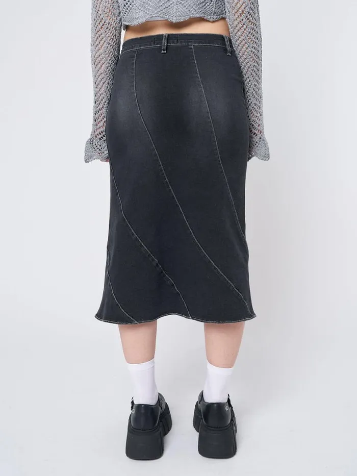 Clothing Minga London Skirts Leia Flared Denim Midi Skirt