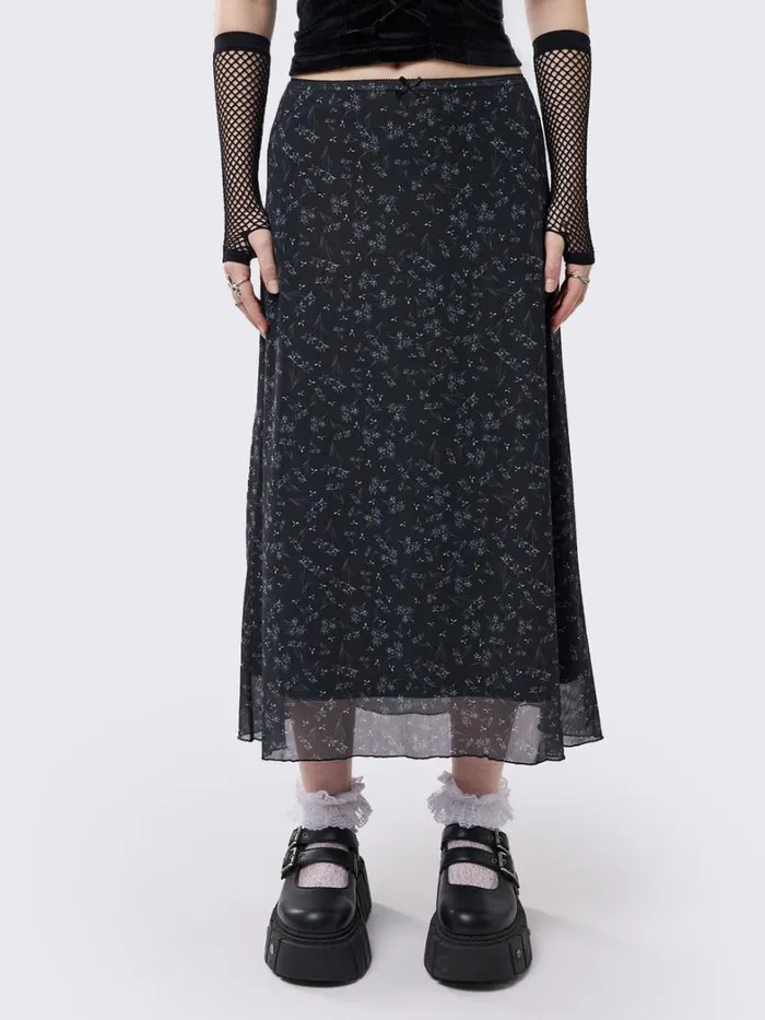 Clothing Minga London Skirts Lila Floral Print Midi Skirt