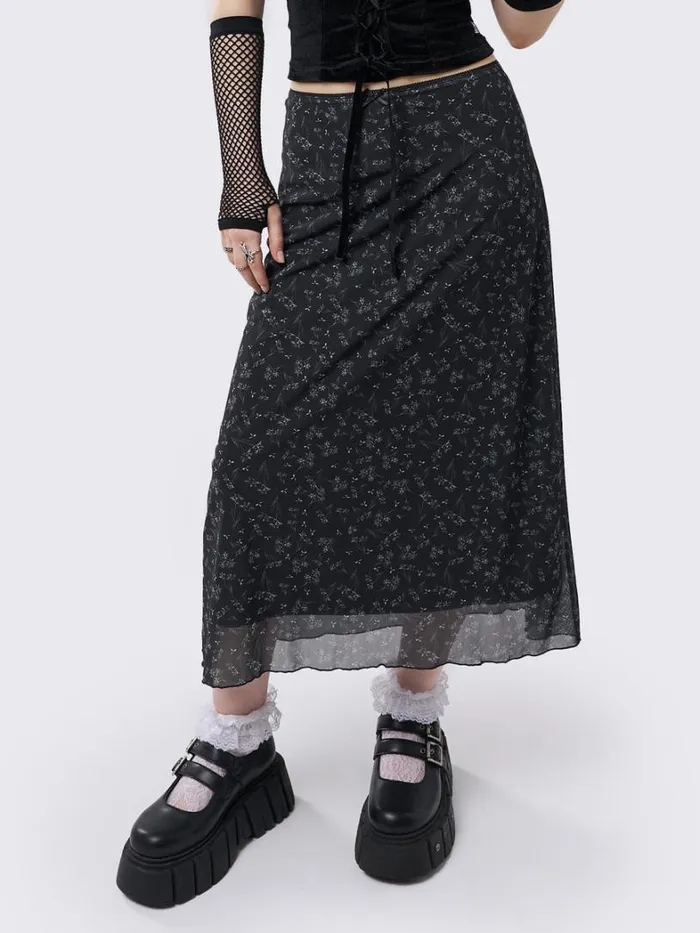 Clothing Minga London Skirts Lila Floral Print Midi Skirt