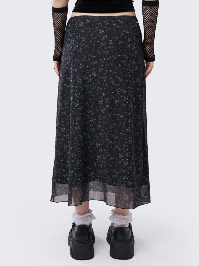 Clothing Minga London Skirts Lila Floral Print Midi Skirt