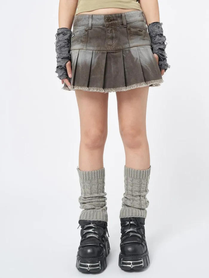 Clothing Minga London Skirts Nya Brown Pleated Mini Skirt