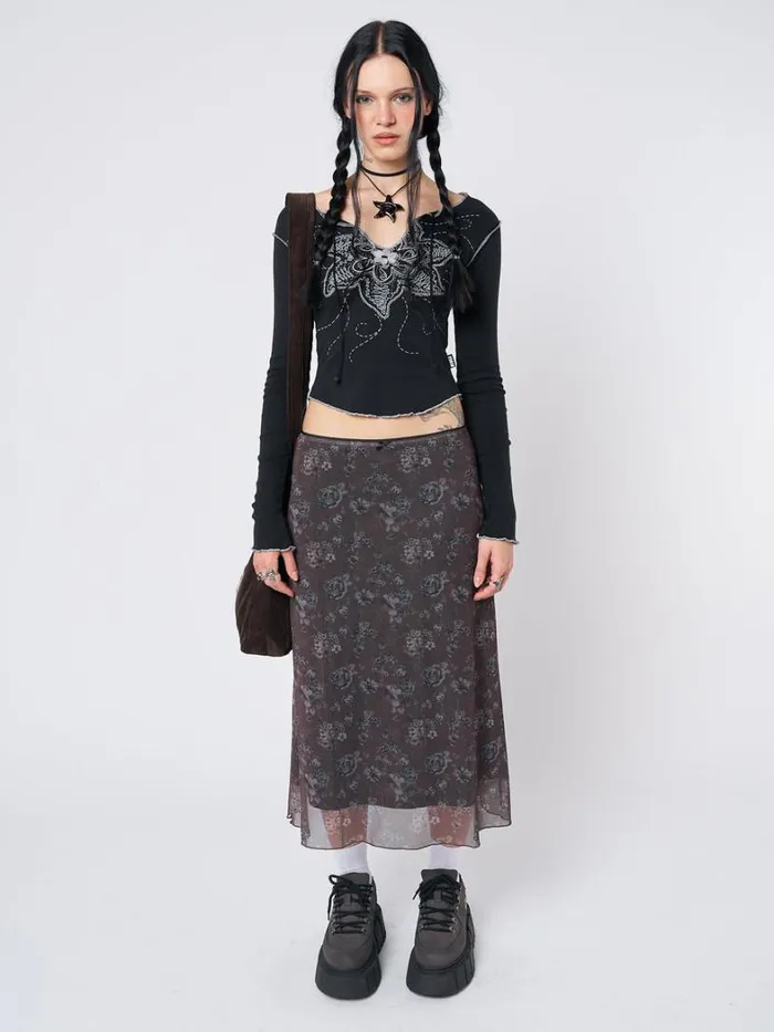 Clothing Minga London Skirts Pearl Floral Print Midi Skirt