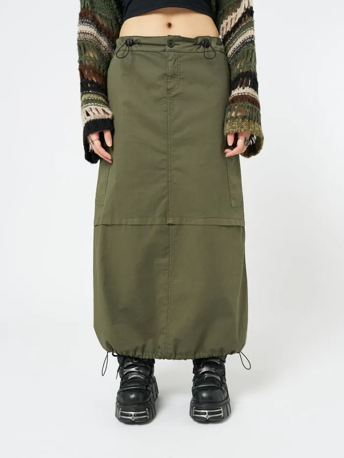 Clothing Minga London Skirts Ruby Khaki Maxi Cargo Skirt