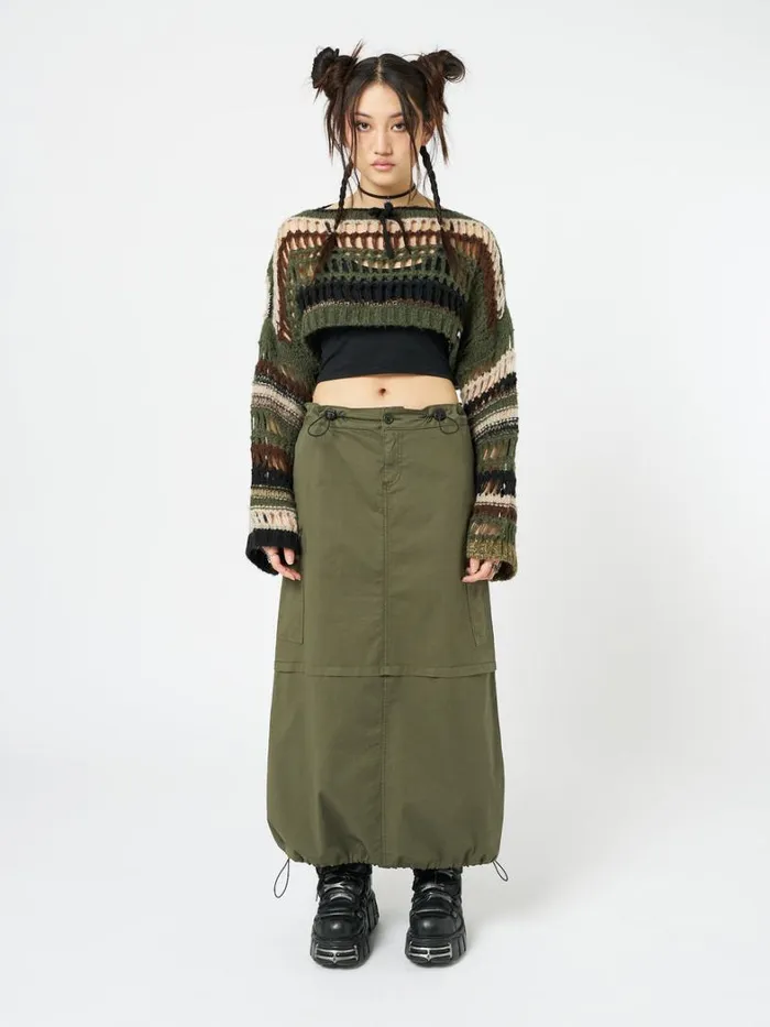Clothing Minga London Skirts Ruby Khaki Maxi Cargo Skirt