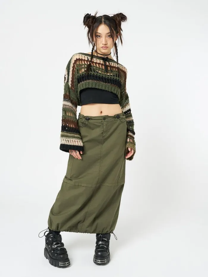 Clothing Minga London Skirts Ruby Khaki Maxi Cargo Skirt