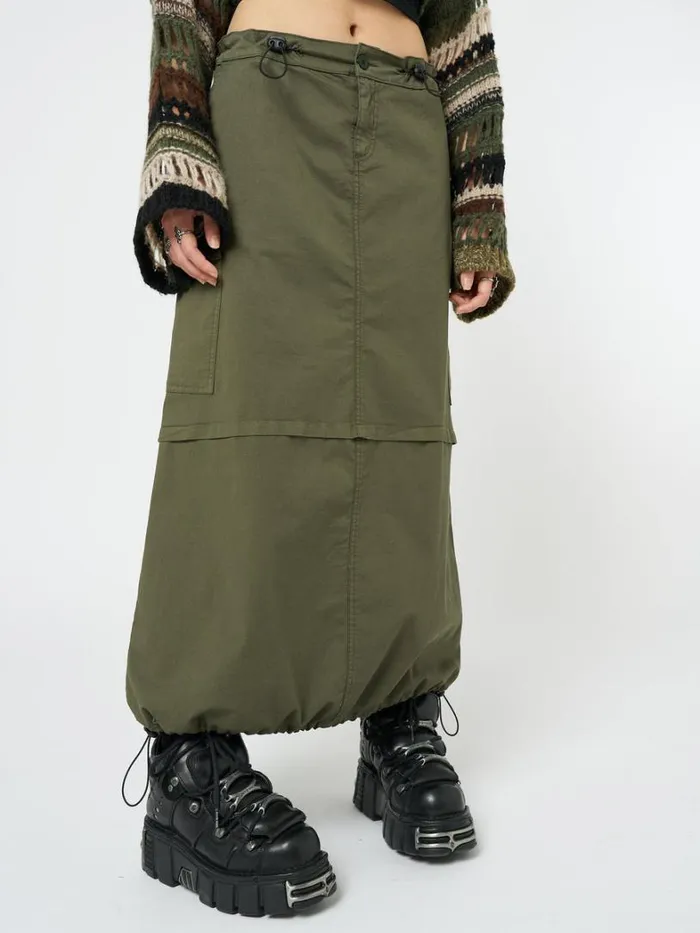 Clothing Minga London Skirts Ruby Khaki Maxi Cargo Skirt