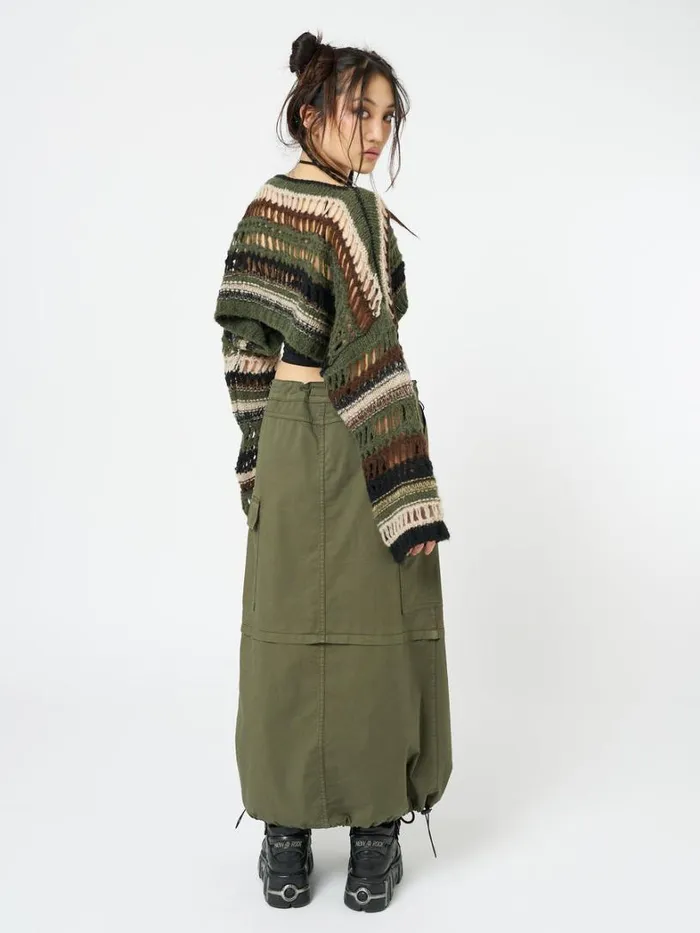 Clothing Minga London Skirts Ruby Khaki Maxi Cargo Skirt