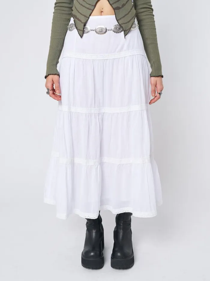 Clothing Minga London Skirts Snow White Ruffle Lace Maxi Skirt