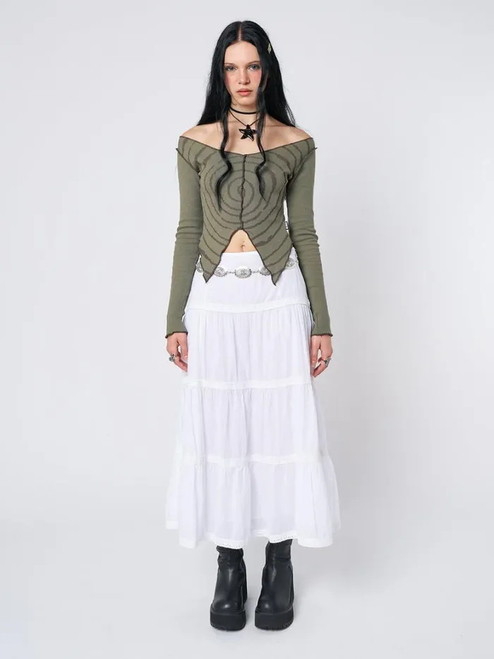 Clothing Minga London Skirts Snow White Ruffle Lace Maxi Skirt