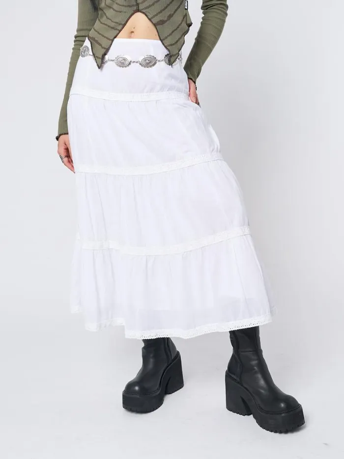 Clothing Minga London Skirts Snow White Ruffle Lace Maxi Skirt