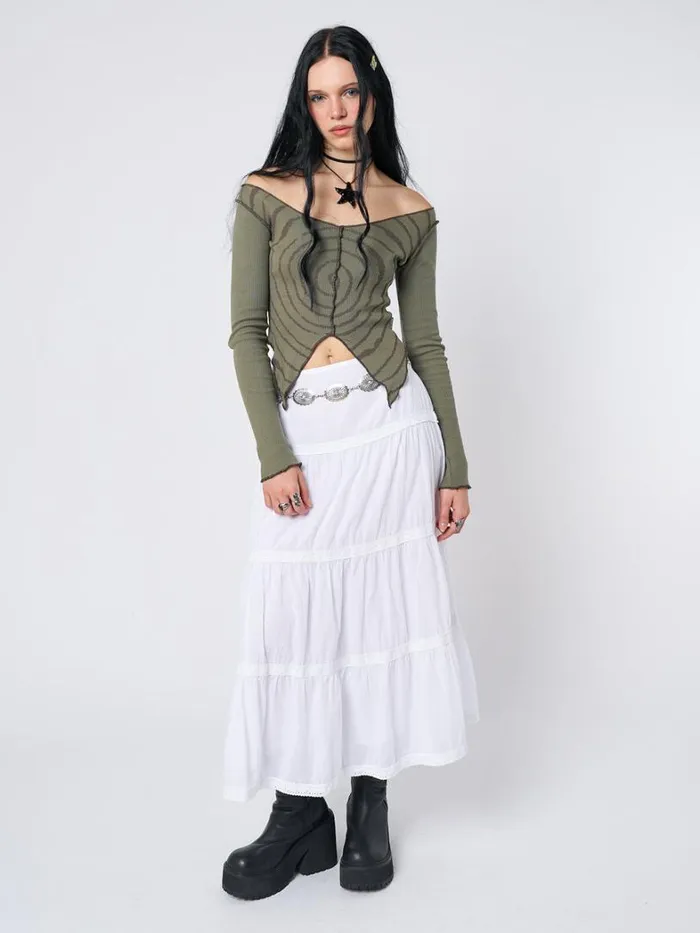 Clothing Minga London Skirts Snow White Ruffle Lace Maxi Skirt