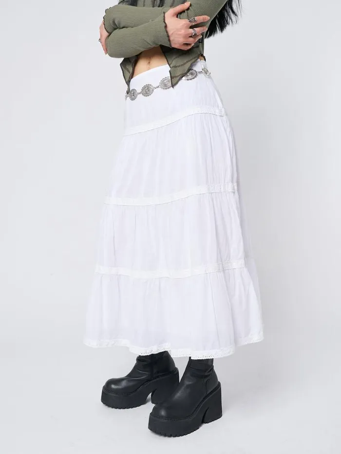 Clothing Minga London Skirts Snow White Ruffle Lace Maxi Skirt
