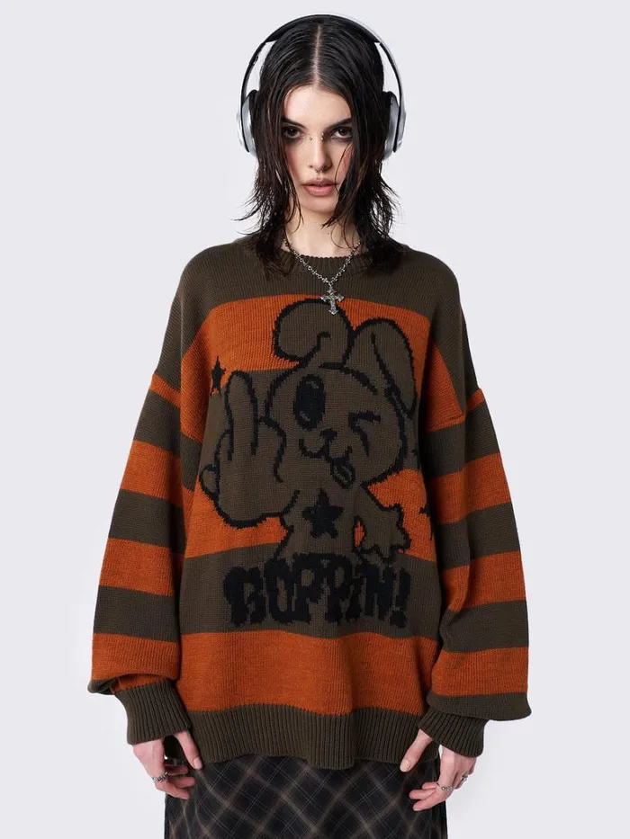 Clothing Minga London Sweaters Boppin Jacquard Striped Knit Sweater