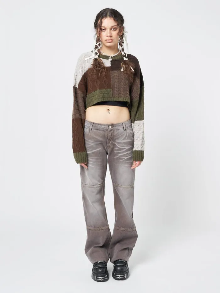Clothing Minga London Sweaters Gigi Patchwork Cable Knit Crop Jumper