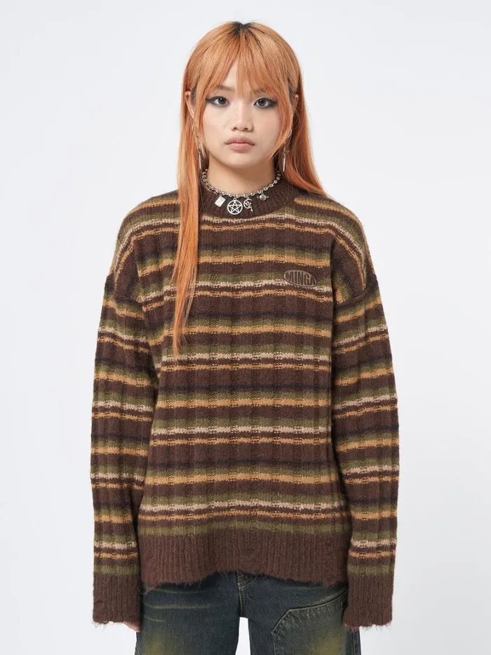 Clothing Minga London Sweaters Hazel Striped Chunky Knit Jumper