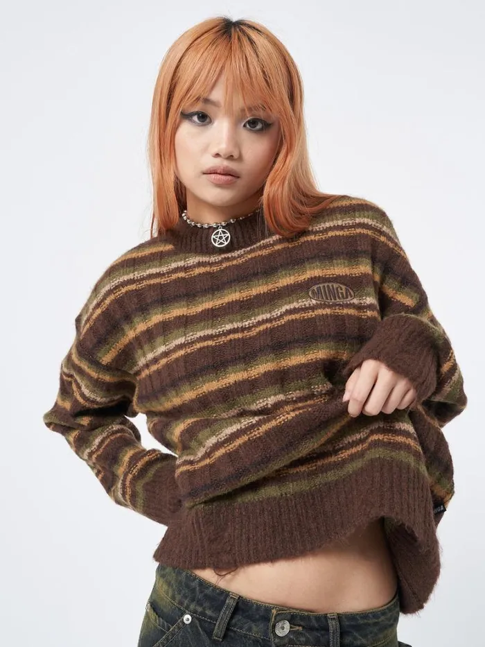 Clothing Minga London Sweaters Hazel Striped Chunky Knit Jumper