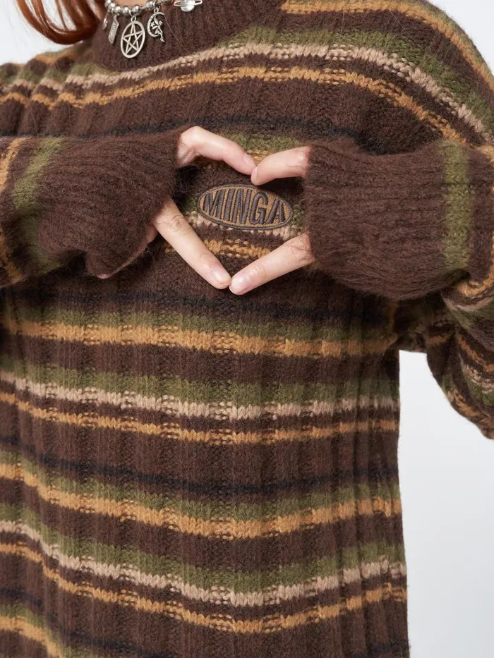 Clothing Minga London Sweaters Hazel Striped Chunky Knit Jumper