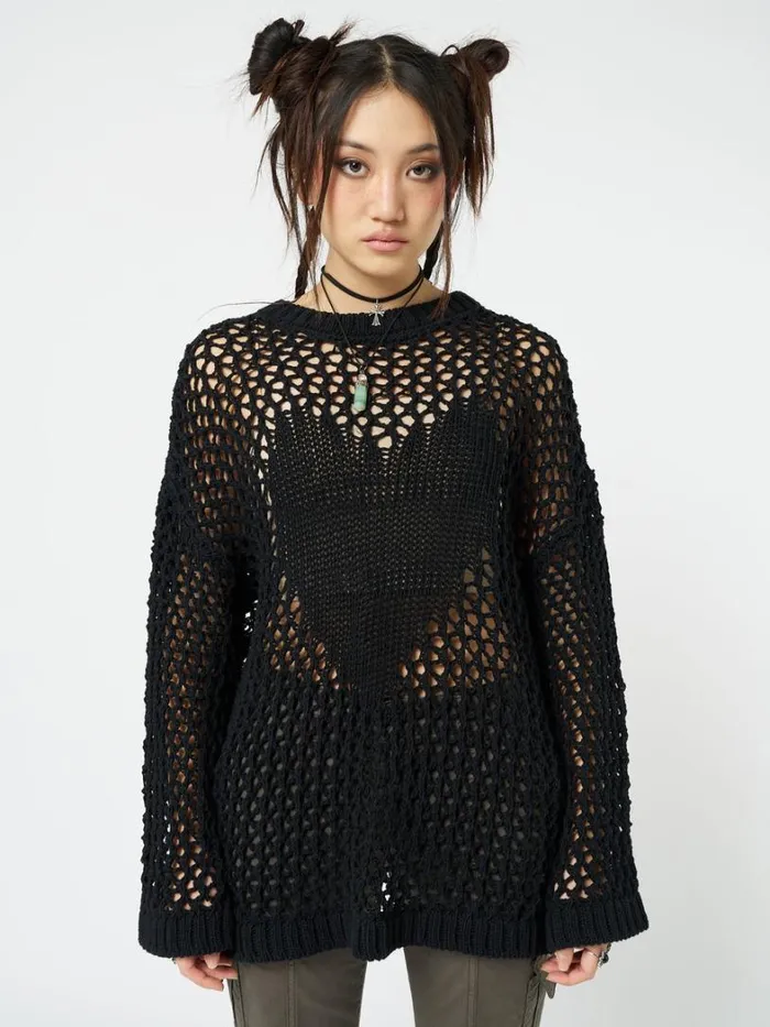 Clothing Minga London Sweaters Heart Stopper Open Knit Jumper