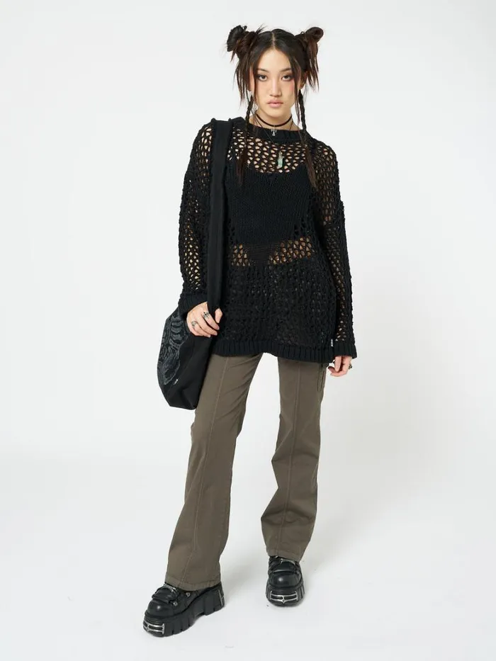 Clothing Minga London Sweaters Heart Stopper Open Knit Jumper