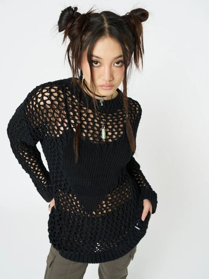 Clothing Minga London Sweaters Heart Stopper Open Knit Jumper