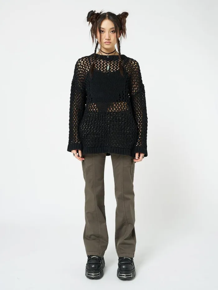 Clothing Minga London Sweaters Heart Stopper Open Knit Jumper