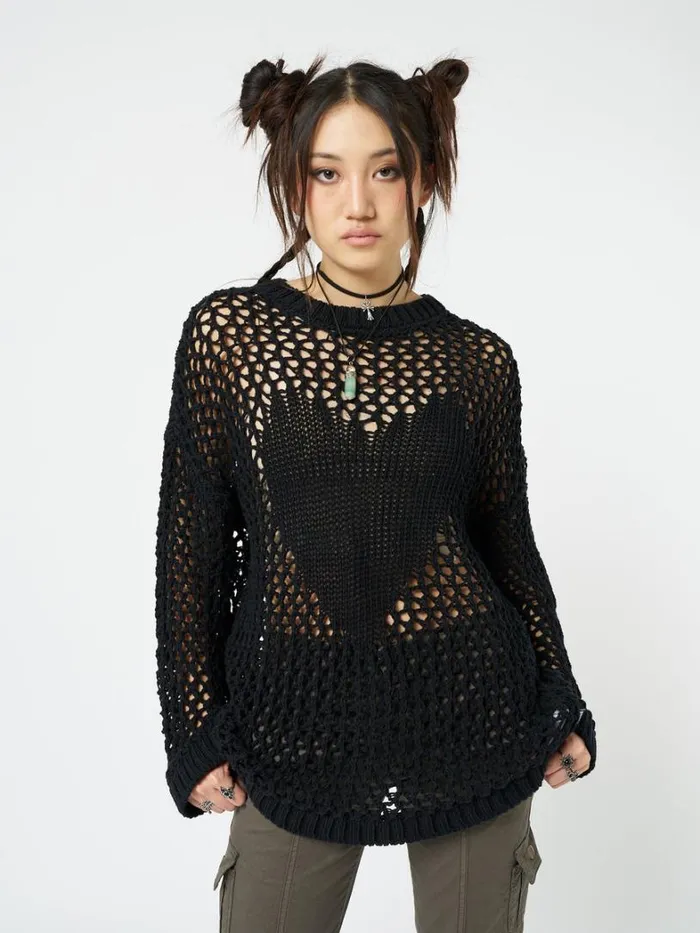 Clothing Minga London Sweaters Heart Stopper Open Knit Jumper