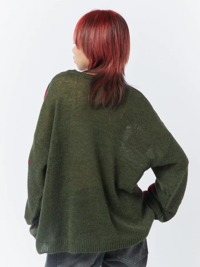 Clothing Minga London Sweaters Interstellar Star Pink Khaki Knit Sweater