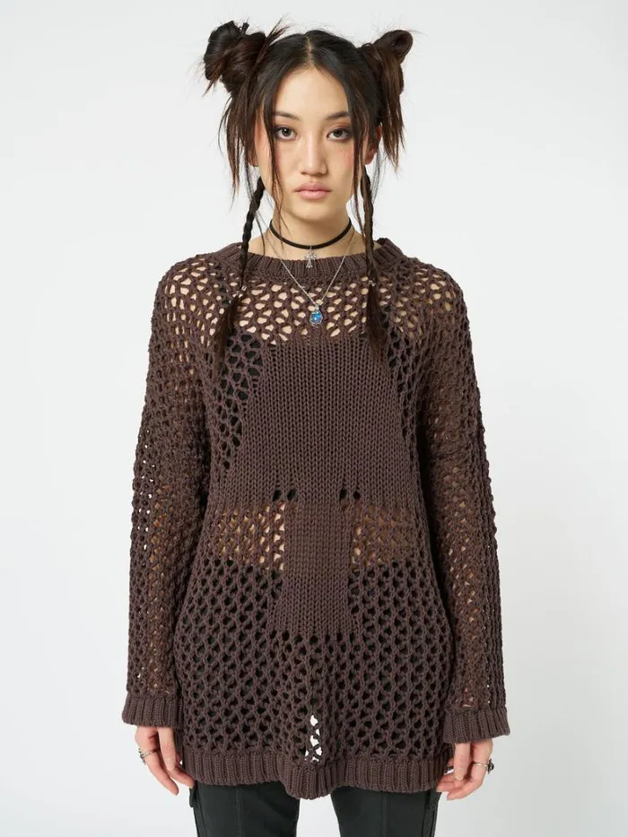Clothing Minga London Sweaters Shroom Open Knit Jumper