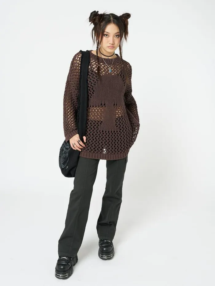 Clothing Minga London Sweaters Shroom Open Knit Jumper