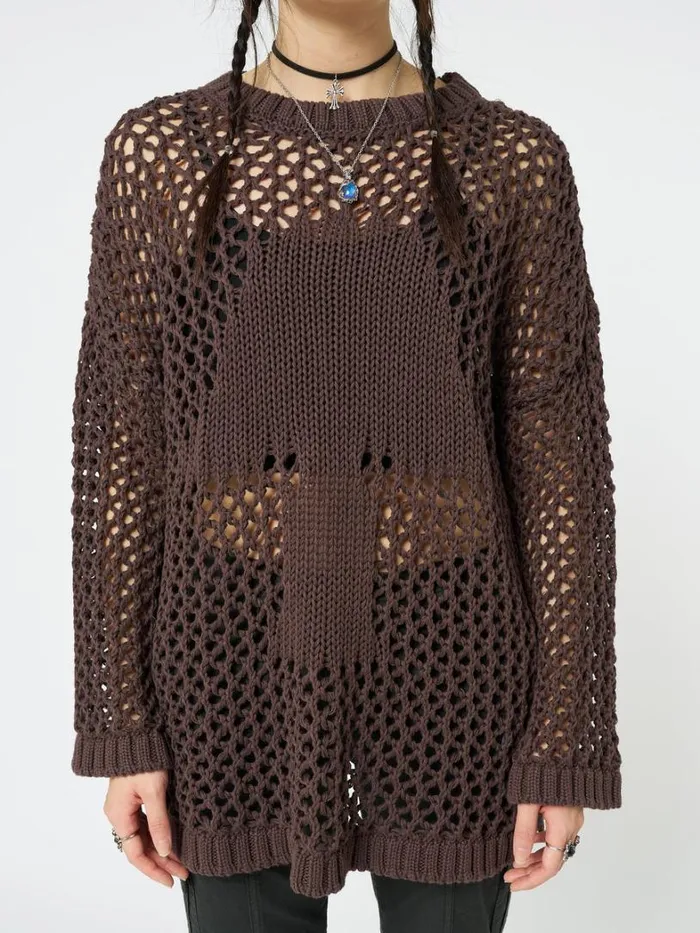 Clothing Minga London Sweaters Shroom Open Knit Jumper