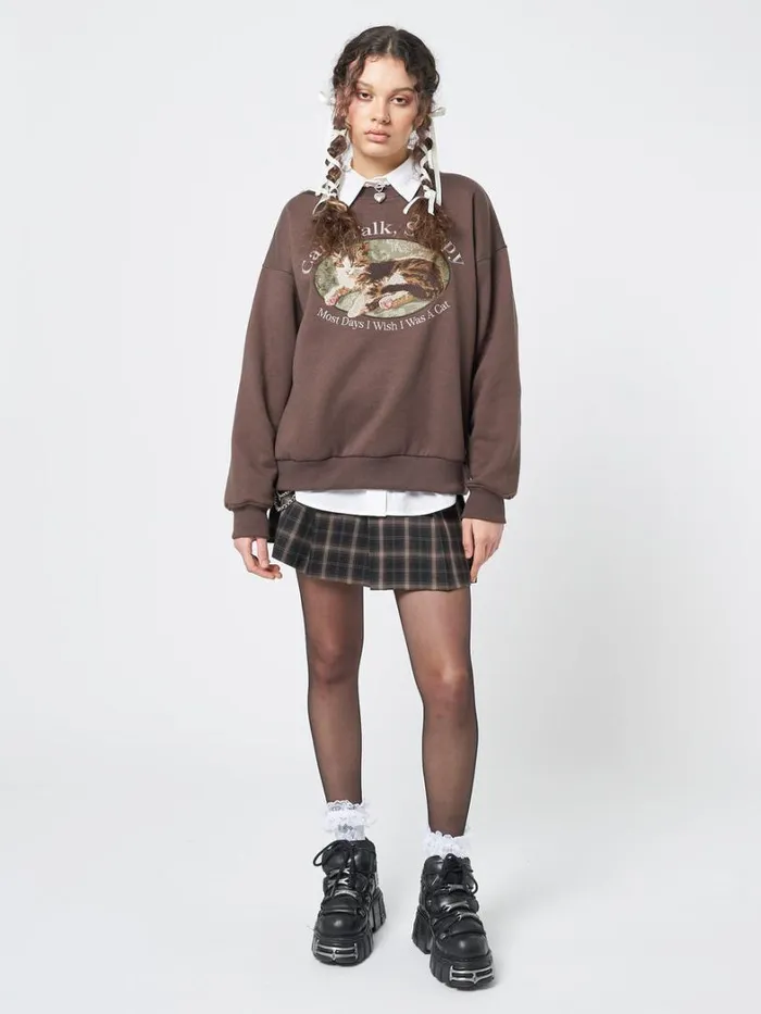 Clothing Minga London Sweatshirts Cant Talk Cat Embroidered Sweatshirt