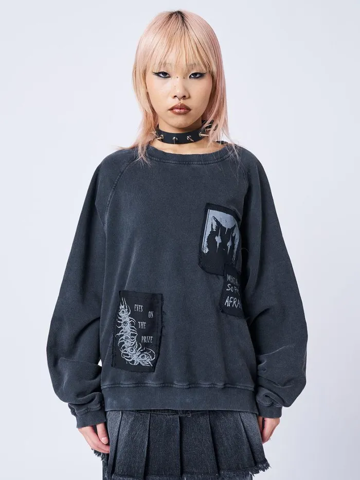 Clothing Minga London Sweatshirts Dont Cross Kitty Black Graphic Sweatshirt