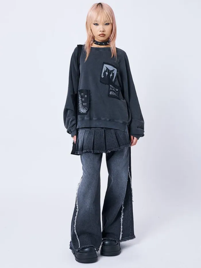 Clothing Minga London Sweatshirts Dont Cross Kitty Black Graphic Sweatshirt