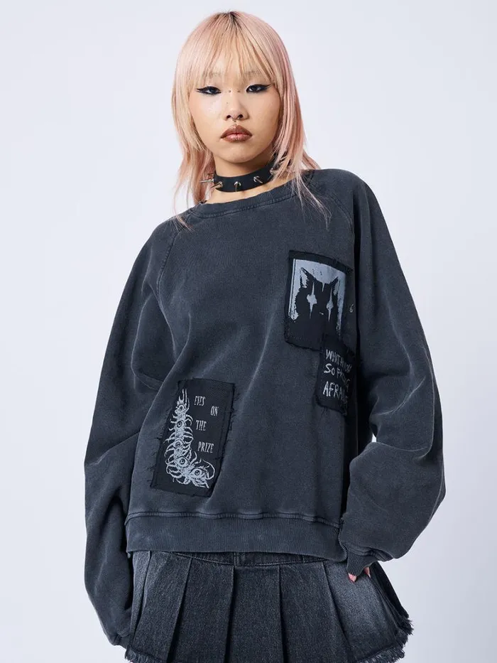 Clothing Minga London Sweatshirts Dont Cross Kitty Black Graphic Sweatshirt