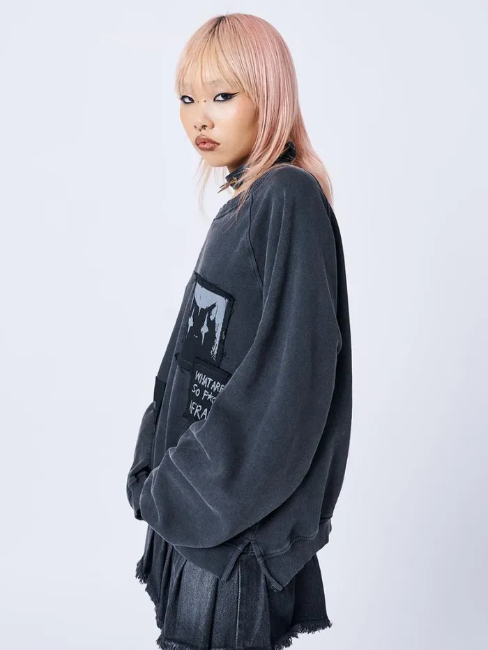 Clothing Minga London Sweatshirts Dont Cross Kitty Black Graphic Sweatshirt