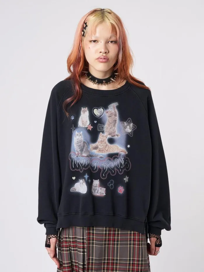 Clothing Minga London Sweatshirts Meow Or Never Kitty Sweatshirt