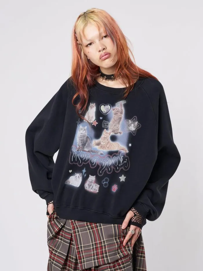 Clothing Minga London Sweatshirts Meow Or Never Kitty Sweatshirt
