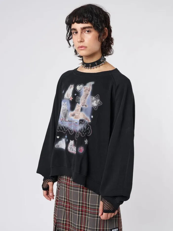 Clothing Minga London Sweatshirts Meow Or Never Kitty Sweatshirt