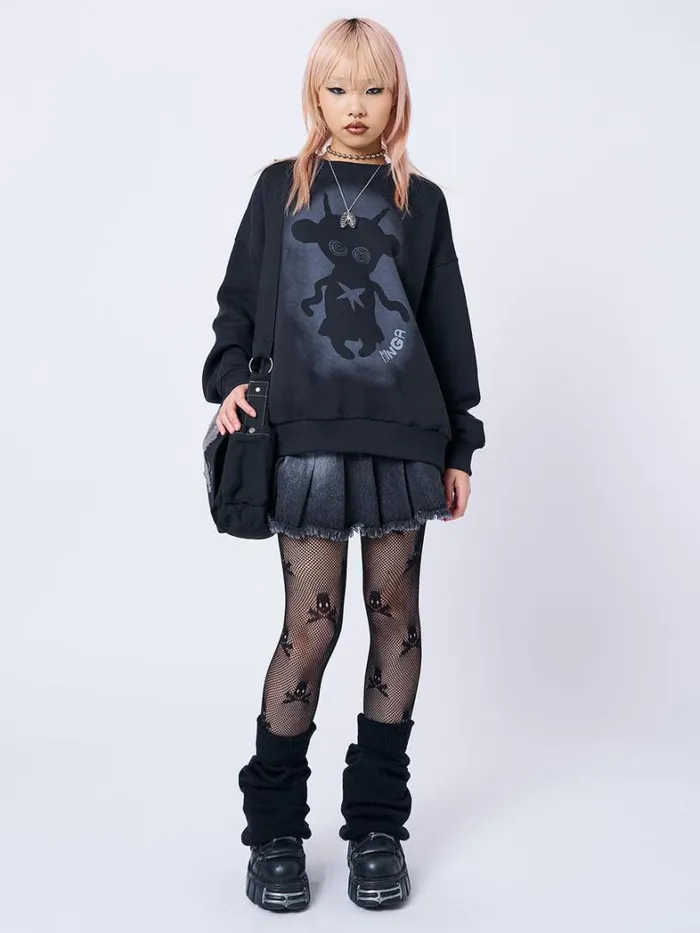 Clothing Minga London Sweatshirts Unworldly Black Graphic Sweatshirt