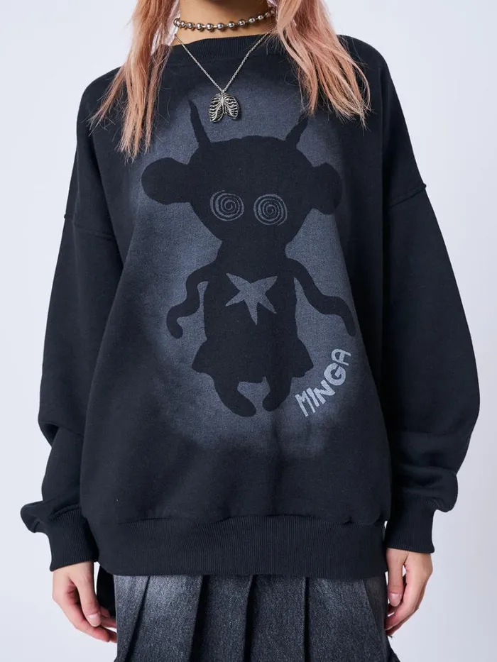 Clothing Minga London Sweatshirts Unworldly Black Graphic Sweatshirt
