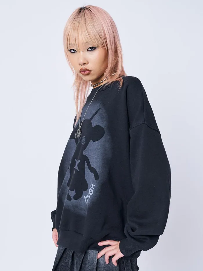 Clothing Minga London Sweatshirts Unworldly Black Graphic Sweatshirt