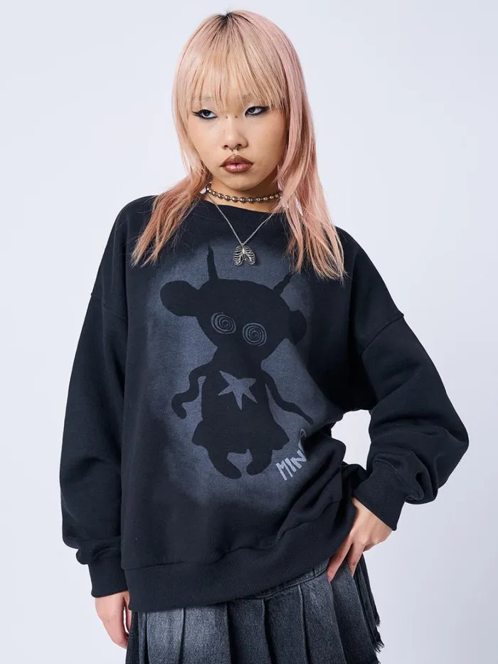 Clothing Minga London Sweatshirts Unworldly Black Graphic Sweatshirt