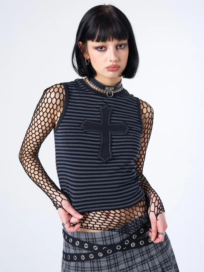 Clothing Minga London Tank Tops Anastasia Cross Striped Tank Top