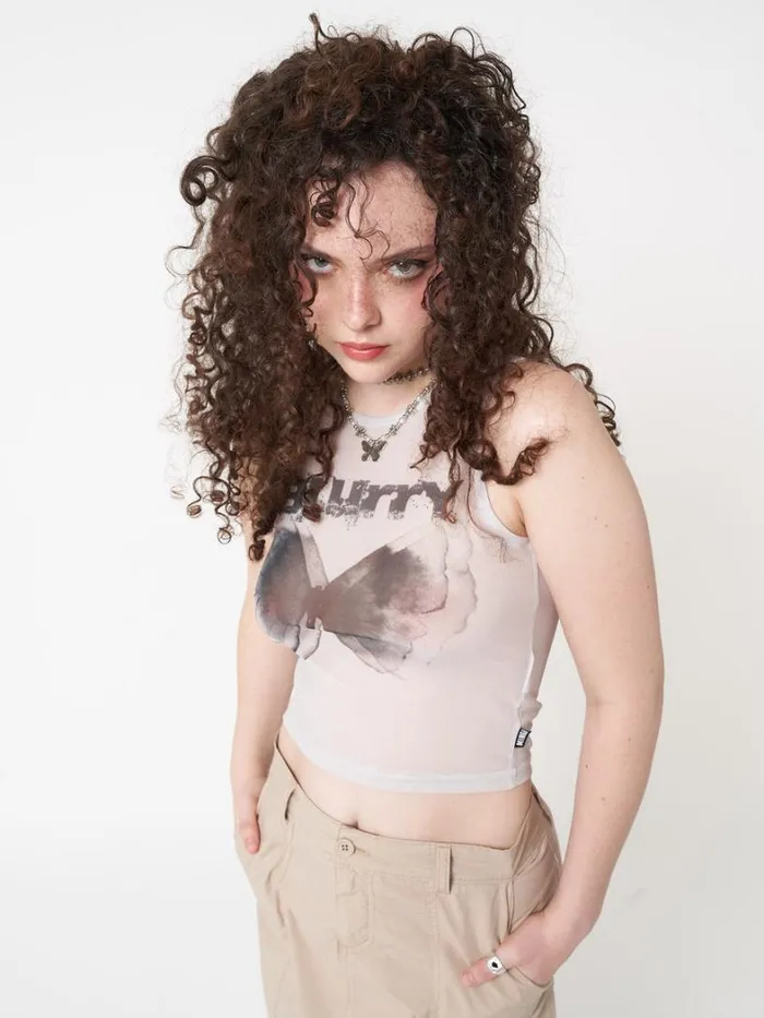 Clothing Minga London Tank Tops Blurry Butterfly Mesh Vest Top