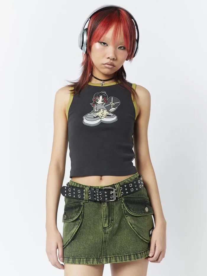Clothing Minga London Tank Tops Skater Girl Graphic Ringer Vest Top