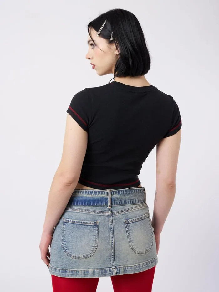 Clothing Mon Cheri Rhinestone Baby Tee Minga London Crop Tops