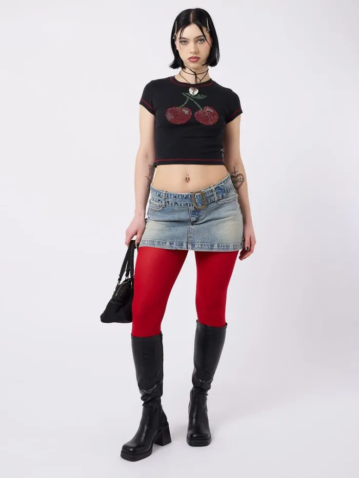 Clothing Mon Cheri Rhinestone Baby Tee Minga London Crop Tops