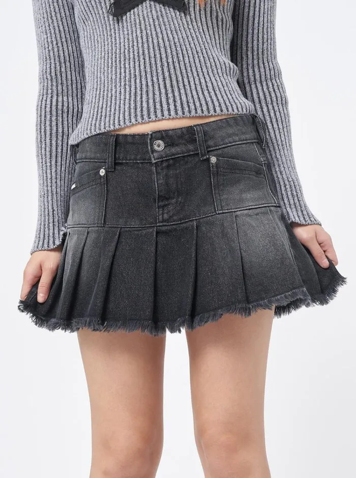 Clothing Nya Black Pleated Mini Skirt Minga London Skirts