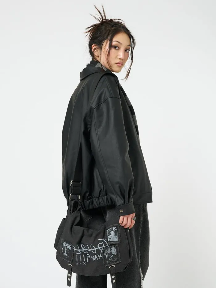 Clothing Olivia Vegan Leather Bomber Jacket In Black Minga London Jackets
